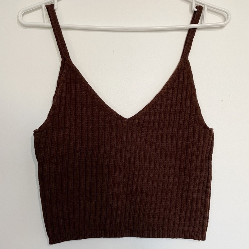 Oak + Fort Brown ribbed crop top tank